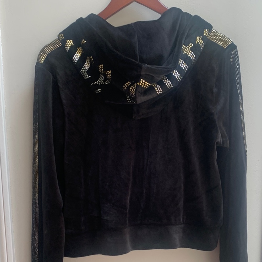 Rare, Juicy Couture Vintage Black Bling Hoodie with Gold / Silver Accents